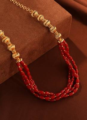 Elegant multilayer necklace with coral beads 2
