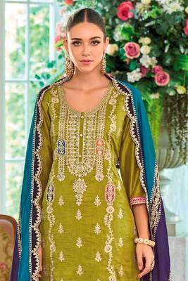 Green Embroidered Chinon Punjabi Salwar Suit 2