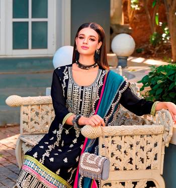 Black Embroidered Chinon Punjabi Salwar Suit 2