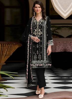 Black sequins work faux georgette salwar kameez 1