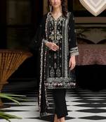 Black sequins work faux georgette salwar kameez