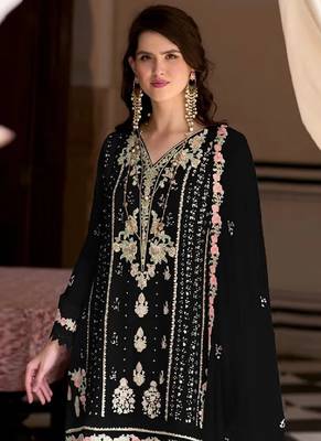 Black sequins work faux georgette salwar kameez 2