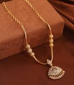 Gold chain necklace with ball detailing and american diamond pendant