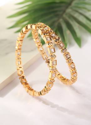 Gold Bangles with American Diamonds - Set of 2 1