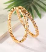 Gold Bangles with American Diamonds - Set of 2