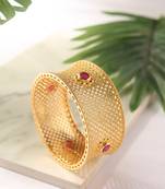 Gold Cuff with Pink Stone Accents