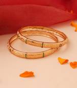 Set of 2 Gold Bangles with Color Accents