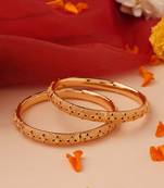 Set of 2 Gold Bangles with Floral Engravings
