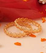 Set of 2 Gold Bangles with Hollow Cutwork Design