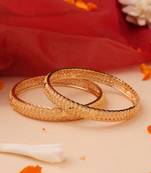Set of 2 Gold Bangles with Engraved Design