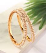 Set of 2 Gold Bangles with Pearl Detailing