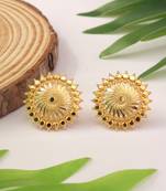 Gold Circular Studs with Sun-Inspired Motifs