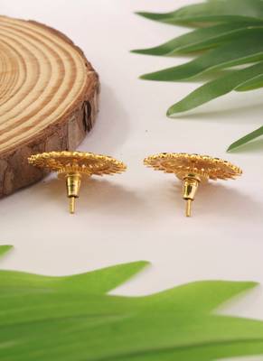 Gold Circular Studs with Sun-Inspired Motifs 3