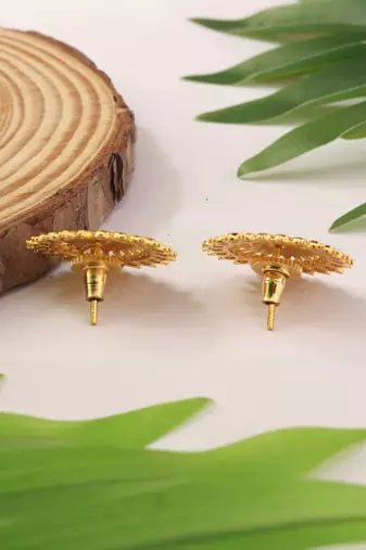 Gold Circular Studs with Sun-Inspired Motifs