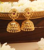 Gold Jhumkas with Intricate Detailing