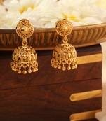 Gold Jhumkas with Elegant Detailing