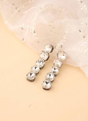 Vertical American Diamond Dangler Earrings 1
