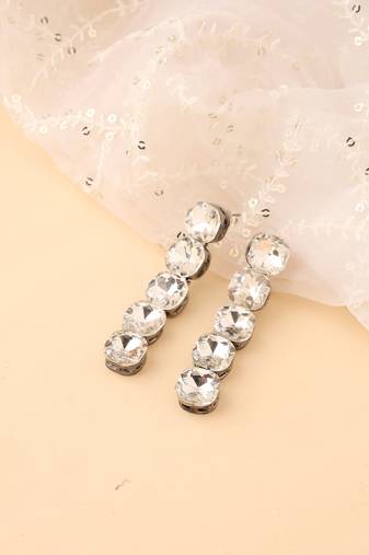 Vertical American Diamond Dangler Earrings