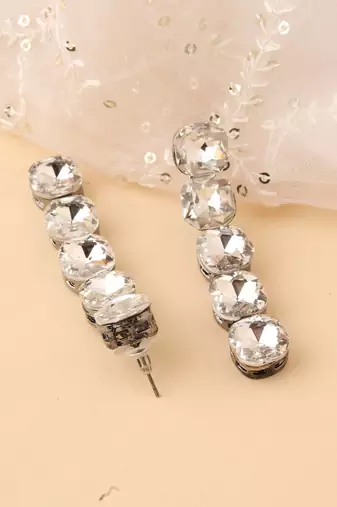 Vertical American Diamond Dangler Earrings