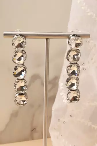 Vertical American Diamond Dangler Earrings