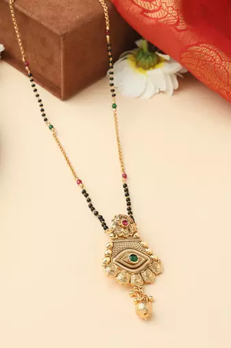 Mangalsutra with Gold Pendant and Eye Motif