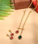 Asymmetric American Diamond Necklace Set with Earrings