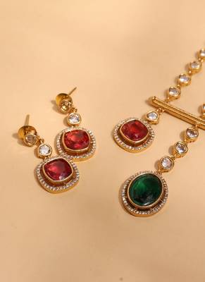 Asymmetric American Diamond Necklace Set with Earrings 2