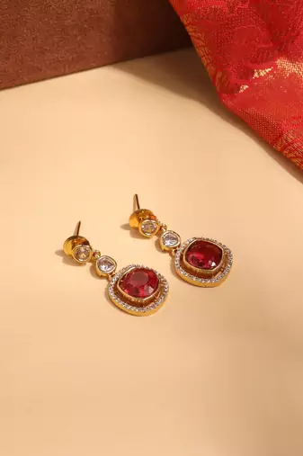 Asymmetric American Diamond Necklace Set with Earrings