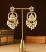 Unique American Diamond Jhumka Dangler Earrings with Pearl Detail