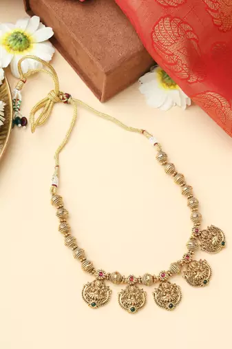 Ball Chain Necklace Set with Gold Motifs