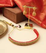 High Gold Bead Choker with Matching Jhumkas