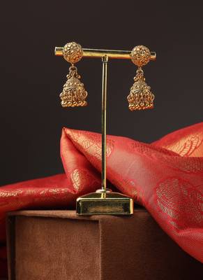 High Gold Bead Choker with Matching Jhumkas 4