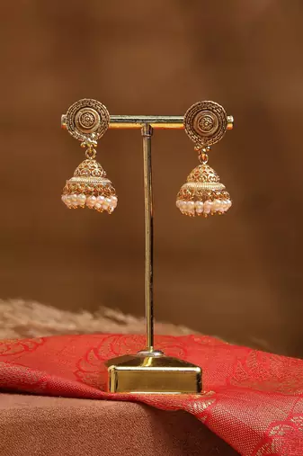 Pearl Chain Necklace Set with Matching Jhumkas