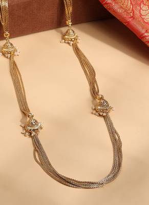 Pearl Chain Necklace Set with Matching Jhumkas 4