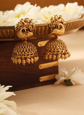 Gold peacock jhumkas 1
