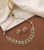 Kundan Choker Set with Green Stone Accent and Matching Earrings