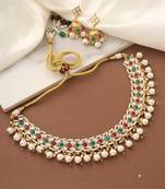 Multicolor Gold Choker Set with Pearls