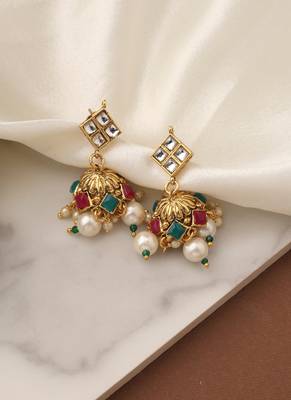 Multicolor Gold Choker Set with Pearls 3