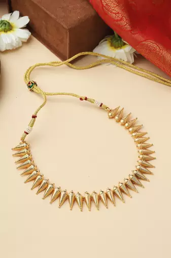 High Gold Temple Necklace Set with Jhumkas