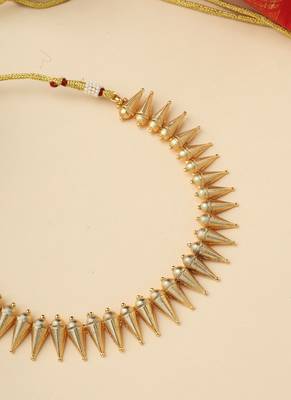 High Gold Temple Necklace Set with Jhumkas 3