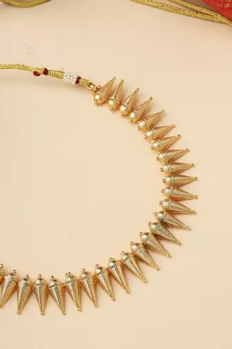 High Gold Temple Necklace Set with Jhumkas