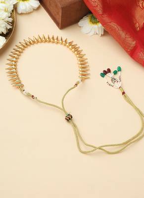 High Gold Temple Necklace Set with Jhumkas 4