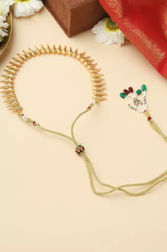 High Gold Temple Necklace Set with Jhumkas