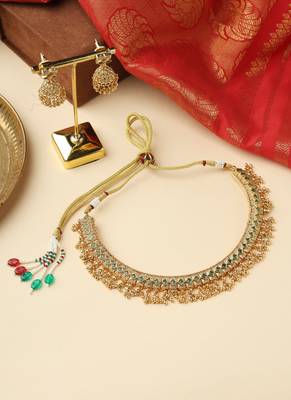 High Gold Necklace Set with Jhumkas 1