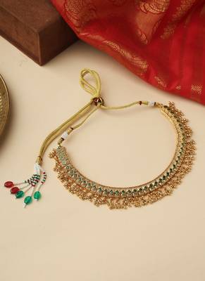 High Gold Necklace Set with Jhumkas 2
