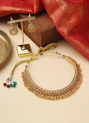 High Gold Necklace Set with Jhumkas 1