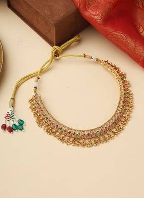 High Gold Necklace Set with Jhumkas 2