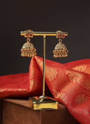 High Gold Necklace Set with Jhumkas 3