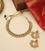 High Gold Necklace Set with Matching Earrings