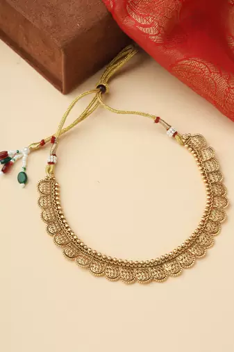 High Gold Necklace Set with Matching Earrings